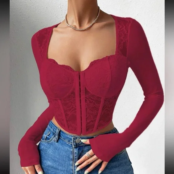 Boho lace bustier corset crop top